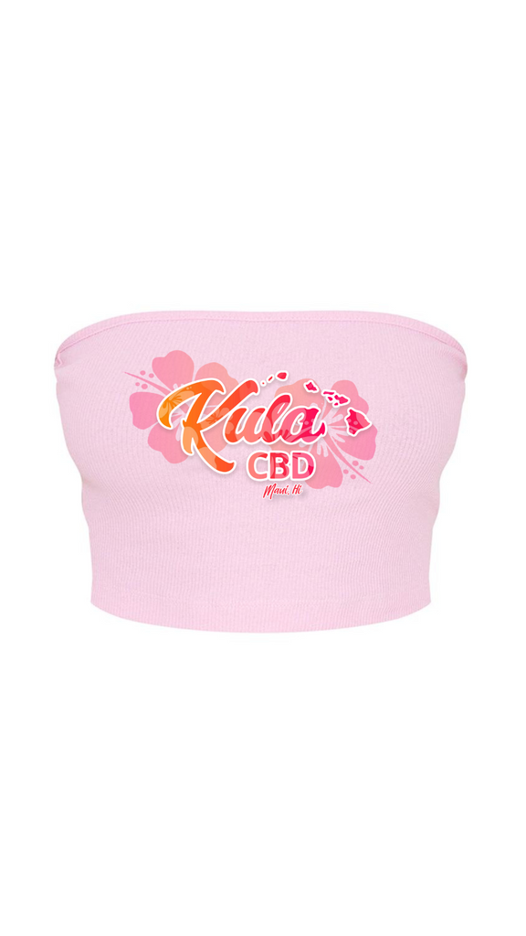Kula Hawaii CBD Recycled Basic Candy Pink Rib Bandeau Top
